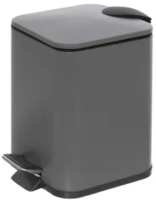 Pattumiera bagno 3lt in acciaio grigio con apertura a pedale e cesto estraibile