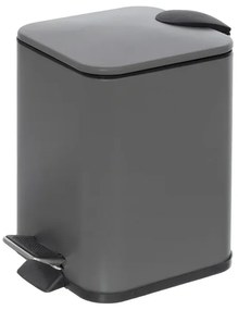 Pattumiera bagno 3lt in acciaio grigio con apertura a pedale e cesto estraibile