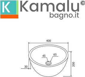 Lavabo bagno da appoggio in marmo grigio 40cm | Litos-LG40 - KAMALU