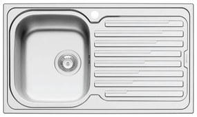 Lavello integrato 1 vasca con gocciolatoio a destra DELINIA Amaltia inox L 50 x L 86 cm argento