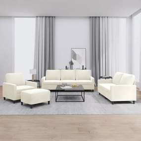 Set Di Divani 4 Pz Con Cuscini Crema İn Velluto /