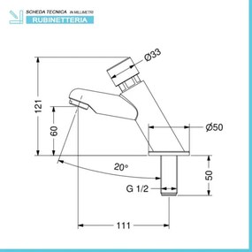 Rubinetto per lavabo temporizzato a pulsante Idral in ottone cromo