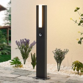Lucande lampione a LED Virgalia, rilevatore di movimento, 65 cm, IP54 Virgalia, Nero, Alluminio, Moderno