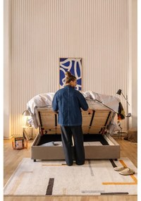 Letto matrimoniale imbottito grigio tortora con contenitore e rete inclusi 180x200 cm Myra Pillow – Bonami Selection