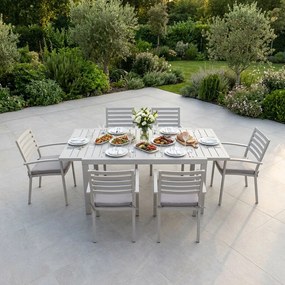 DEXTER - set tavolo in alluminio cm 160/240 x 90 x 75 h con 4 sedie e 2 poltrone Dexter