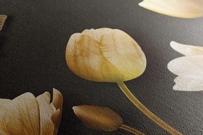 Quadro su tela – Tulipani con motivo dorato