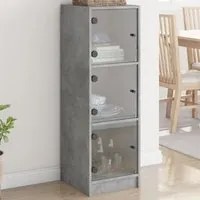 Credenza con Ante in Vetro Grigio Cemento 35x37x109 cm 836388