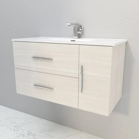 Mobile sottolavabo e lavabo Master bianco rock L 100 x H 55 x P 46 cm 1 vasca, 1 anta 2 cassetti