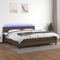 Letto a Molle Materasso e LED Marronescuro 200x200cm in Tessuto 3133024