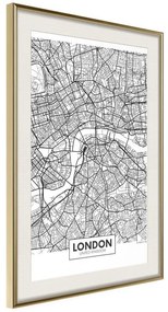 Poster  City Map: London  Cornice Quadri Cornice d'oro con passe-partout, Larghezza x Altezza Home decor 20x30