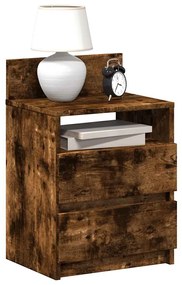 Comodino Con 2 Cassetti Rovere Fumo 40x33x60 Cm /