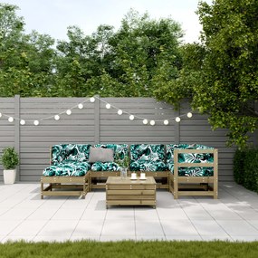 Set divani da giardino 7pz con cuscini legno impregnato di pino