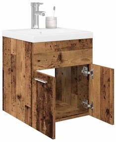 Mobile Da Bagno Con Lavabo Integrato E Rubinetto Legno Antico /