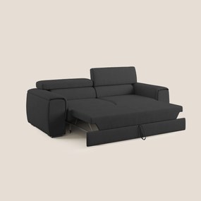 Zeno Divano con pouf estraibile poggiapiedi in tessuto morbido impermeabile T02 nero