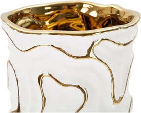 Vaso bianco/dorato in ceramica (altezza totale 25 cm) Adore – Mauro Ferretti