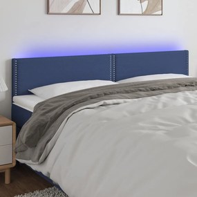 Testiera A Led Blu 200x5x78/88 Cm İn Tessuto /