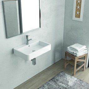 Lavabo bagno sospeso 60 cm in ceramica bianca | Litos-CN60 - KAMALU