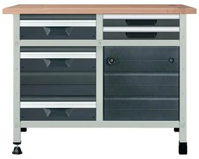Banco da lavoro fisso WOLFCRAFT con 5 cassetti, L 113 x H 86 x P 65 cm Portata massima 600 kg