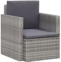 Sedia da Giardino con Cuscini in Polyrattan Grigio cod mxl 23815