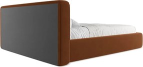 Letto matrimoniale imbottito in terracotta con vano contenitore con griglia da 160x200 cm Kiana - Makamii