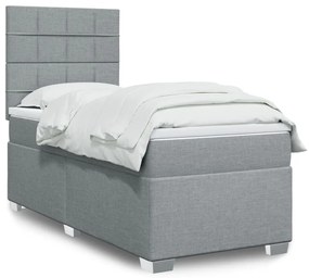 Giroletto A Molle Con Materasso Grigio Chiaro 90x200 Cm Tessuto /