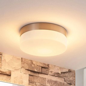 Lindby plafoniera per il bagno Amilia, Ø 18 cm, E27, nichel, vetro