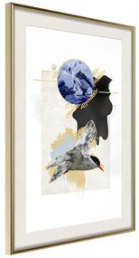 Poster  Abstraction with a Tern  Cornice Quadri Cornice d'oro con passe-partout, Larghezza x Altezza Home decor 20x30