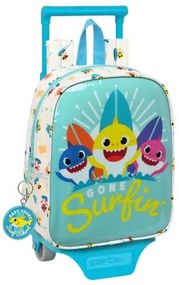 Trolley per la Scuola Baby Shark Surfing Azzurro Bianco 22 x 27 x 10 cm