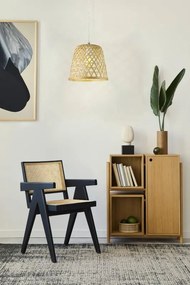Lampadario Natura Kirkcolm nero paralume marrone E27 Ø30cm EGLO