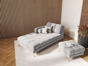 Chaise longue Bali in velluto con gambe oro - L185cm