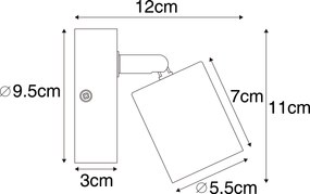 Faretto industriale nero con legno inclinabile - Jeana