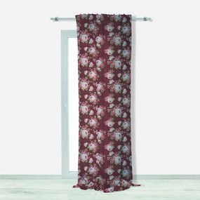 Tenda Floral bordeaux, nastro arricciatura automatica 140x290 cm