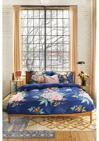 Biancheria da letto matrimoniale in cotone sateen blu navy 200 x 200 cm Floret - Bonami Selection