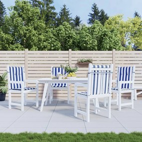 Cuscini Sedia Schienale Basso 4pz Strisce Bianche E Blu Tessuto /