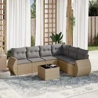 Set Divani da Giardino 7 pz con Cuscini Beige in Polyrattan 3253756