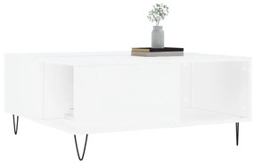 Tavolino da salotto bianco 80x80x36,5 cm in legno multistrato