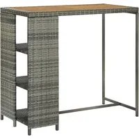 Tavolo da Bar con Ripiani Grigio 120x60x110 cm in Polyrattan cod mxl 18378