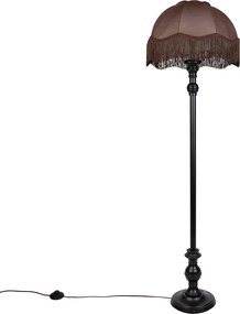 Lampada da terra nera con paralume marrone e interno bianco 45cm - Classico
