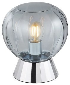 Lampada Da Tavolo Moderna Sydney Base Cromata E Sfera In Vetro Fumé 1 Luce E14