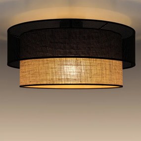 Plafoniera BORHO 1xE27/60W/230V, diam. 50 cm, nero/iuta