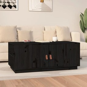 Tavolino Da Salotto Nero 100x50x41 Cm İn Legno Massello Di Pino /