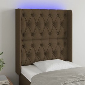 Testiera A Led Marrone Scuro 83x16x118/128 Cm İn Tessuto /