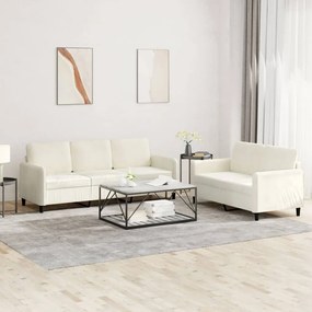 Set Di Divani 2 Pz Crema İn Velluto /