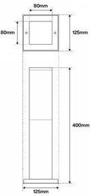 Paletto da Giardino 40cm in acciaio inox NERO, IK06, IP54, base E27 Base E27