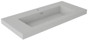 Lavabo a incasso rettangolare vasca centrale Nantes L 101 x H 6 x P 46 cm in resina grigio satinato
