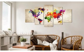 Quadro  World Map: Abstract Fantasy  Colore Beige, Dimensioni e Misure 100x50