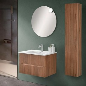 Mobile bagno sospeso 80 cm noce canaletto cannettato con specchio Bali