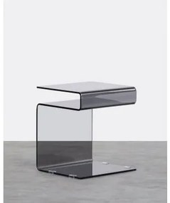 Tavolino Ausiliario Quadrato in Cristallo (42x38 cm) Erox Vetro nero - The Masie
