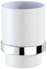 WENKO 23847800-Portaspazzolini TURBO-LOC QUADRO ED. 7x9,5 cm lucido cromo/bianco