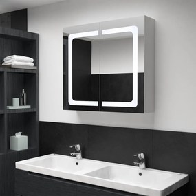 Armadietto bagno con specchio e led 80x12,2x68 cm